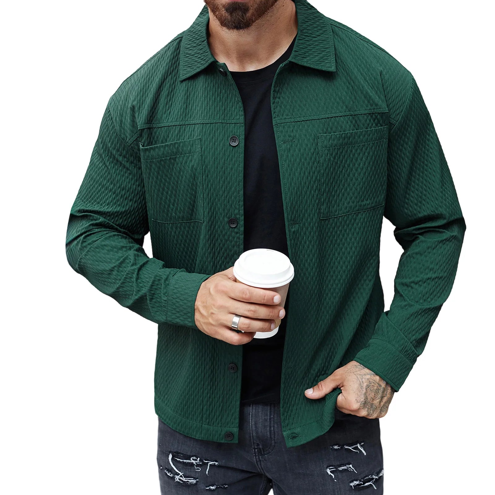 Casual Button-Up Shirt Jacket
